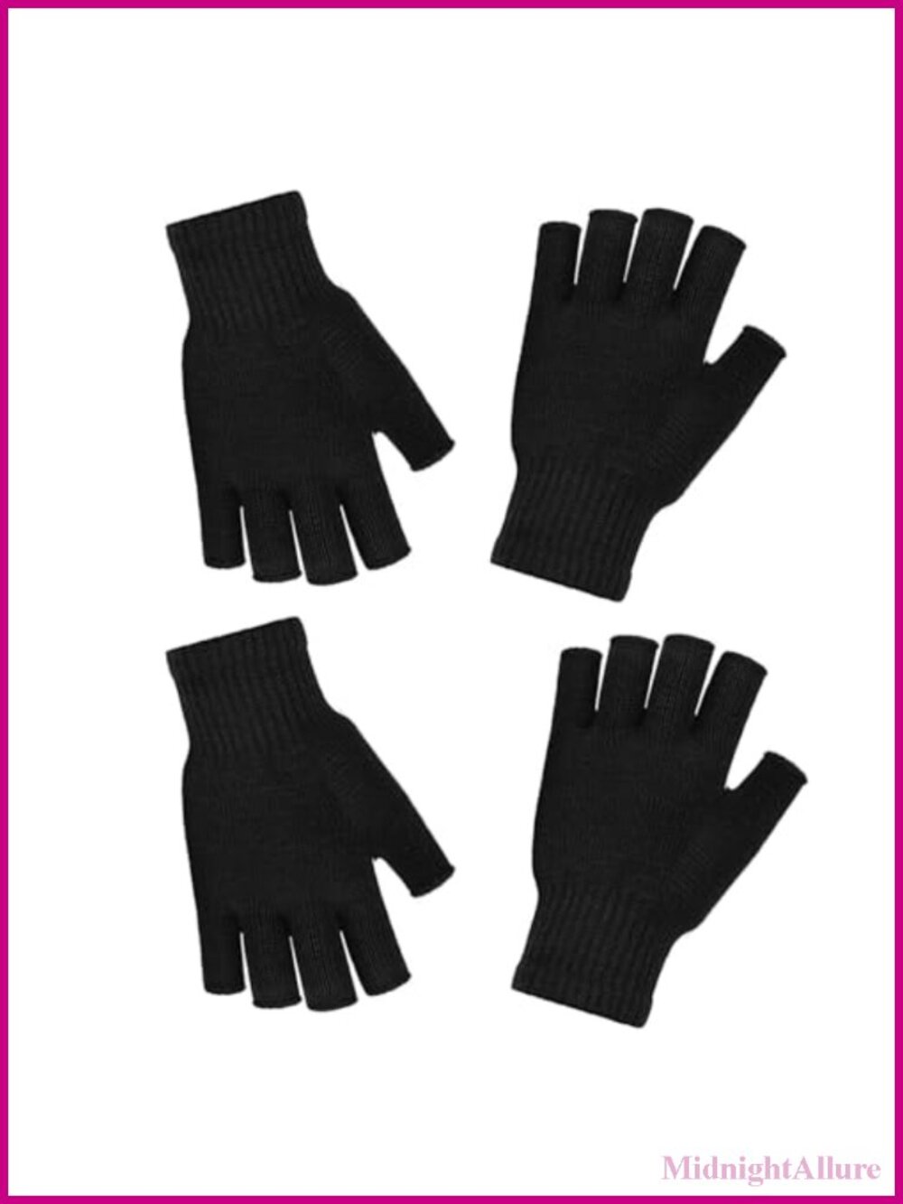 2 Pairs Fingerless Gloves Acrylic Knit Half Finger Unisex